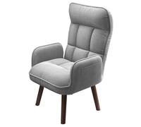 360° Rotatable Retro Accent Chair with Armrests Adjustable Headrest & Backrest Fabric Upholstery Wood Legs Stylish Tub Chair for Living Room Bedroom Office