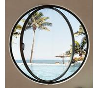 360° Rotatable Round s, Tempered s Replacement for Bathroom, Bedroom & Living Room, Black, 40cm/15.7in - Enhanced Ventilat & Sle