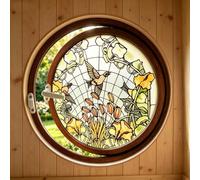 360° Rotatable Round Stained Tempered Glass Shed Window