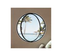 360° Rotatable Round Tempered Glass Shed Window Opening Portlight Porthole Aluminum Alloy Flush Mount for Bathroom, Bedroom, Living Room(Clear,100cm)