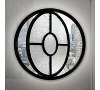 360° Rotatable Round Window with Aluminum Frame and Tempered Glass,Rotating Pivot Casement Window with Handle,Replacement Indoor Ventilation Window for Bathroom,Kitchen,Shop(Black,60cm/23.6in)