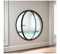 360° Rotatable Round WindowTempered Glass Flush Mount Shed Window for Bathroom Bedroom Living RoomStylish Black 40 cm/15.7" Central Axis Design