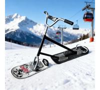 360° Rotatable Ski Snow Scooter for Adults & Teens, Dual Ski Design for Enhanced Stability, All-Terrain Winter Sled with Ergonomic Grip Handle for Beginners to Advanced Riders Grey