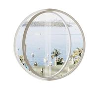 360° Rotatable Ventilation Round Shed Porthole Window ， Aluminum Alloy Frame and Tempered Glass， for Privacy And Light Control(White transparent glass,80cm)