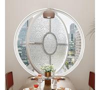 360° Rotatable Ventilation Windows Transparent Glass Window Round Pivot Window with Lockable Handle for Kitchen Living Room Bathroom.(White,80x80cm)