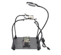 360° Rotatable Welding Holder with 3X Magnifier, Adjustable LED Light, 5-Arm PCB Soldering Station for Motherboard Repair, USB Powered Worktable