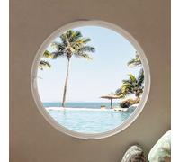 360°RotatableAluminumAlloyRoundMoonWindowwithTemperedArtGlassDecorativeCircularShedWindow(WhiteA70cm/27.5in)forHome&Garden