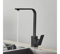 360° Rotate Kitchen Faucet Deck Mount Hot & Cold Mixer Tap for Single Lever One Hole Bathroom Sink Modern Black Design Easy Installat Water Saving