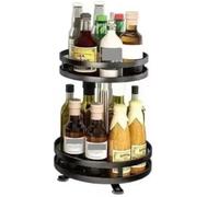 360° Rotating 2Tier Stainless Steel Spice Rack & Bottle OrganizerSpaceSaving Kitchen Storage Solution for Spices Condiments & BottlesCountertop Accessory