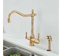 360° Rotating 3 Way Kitchen Faucet with Pull Out Sprayer Antique Design Osmosis Tap for Drinking Water Durable Sink Mixer Home Use