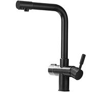 360° Rotating 3Way Kitchen Faucet with Water Filter SystemStylish 3in1 Mixer Tap for Drinking WaterElegant Black Sink Faucet for Home Use