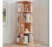 360° Rotating 5Tier Pine Wood Bookshelf Stackable Floor Storage Rack for Small Spaces MultiFunctional Solid Wood Bookcase Stylish Home Organizer