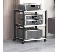 360° Rotating Audio Video Stand - Modern Media Rack Cabinet Movable Storage Tower for Home Entertainment Stylish White Design Adjustable Shelves for DVD Gaming Consoles & Accessories
