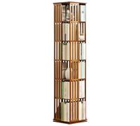 360° Rotating Bamboo Bookcase 5-Tier Floor Standing Storage nizer - Stylish Bookshelf Tower for Bedroom Living Room Study Office (Size: 178x37x37cm Color: B)