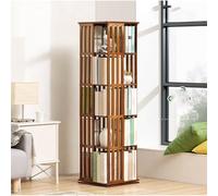360° Rotating Bamboo Bookshelf, 5/6 Tier Floor Standing Bookcase for Small Spaces, Ideal for Living Room, Bedroom & Study - Natural Finish (37x37x149cm)