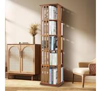 360° Rotating Bamboo Bookshelf, Corner Tower Library Storage, Adjustable Book Rack for Bedroom, Classroom, Playroom - Stylish Space-Saving Design
