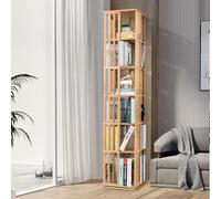 360° Rotating Bamboo Bookshelf, Space-Saving Corner Tower Shelf, Stylish Book Storage for Bedroom, Classroom, Playroom - Modern Rotating Libreria.