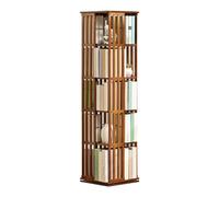 360° Rotating Bamboo Bookshelf Tower Open Design Display Stand with Walnut Finish Ideal for Living Room Office and Study nization & Stylish Home Decor