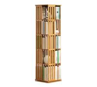 360° Rotating Bamboo Bookshelf Unit - 5/6 Tier Tall Corner Bookcase, Floor Standing Storage for Living Room, Bedroom & Office - Stylish Book Display Rack