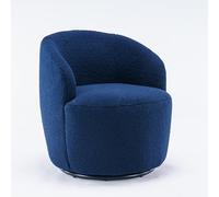 360° Rotating Barrel Design Lounge Chair in Soft Teddy Boucle with Ergonomic Backrest Padded Relax Chair for Living Room Bedroom Office & Lounge (Blue)