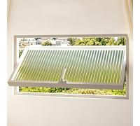 360° Rotating Basement Window, 5mm Tempered Glass Rectangle Bathroom with Handle, Flush Mount Aluminum Shed Window for Ventilation(White,45x110cm)