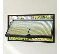 360° Rotating Basement Window, 5mm Tempered Glass Rectangle Bathroom with Handle, Flush Mount Aluminum Shed Window for Ventilation(Black,40x60cm)