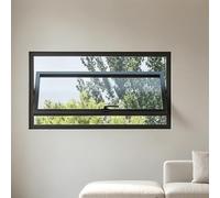 360° Rotating Basement Window for Ventilation, Flush Mount Aluminum Frame, 5mm Tempered Glass, Rectangle Design for Bathroom, 60x120cm Size