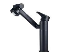 360° Rotating Basin Mixer Tap, Single-Lever Bathroom Faucet, Brass Hot & Cold Sink Taps, Modern Black Finish, Multi-Directional for Easy Use
