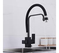 360° Rotating Black Brass Kitchen Faucet with Filter Multifunctional Commercial Bar Sink Tap Farmhouse Style Water Purification System and Stylish