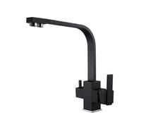 360° Rotating Black Kitchen Faucet with Double Handle 3 Way Reverse Osmosis Mixer Water Filter Tap for Drinking Water Grifo Cocina Osmosis