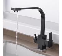 360° Rotating Black Kitchen Faucet with Osmosis System Dual Outlet Water Mixer for Drinking Water Grifo de Cocina Fregadero para Osmosis.