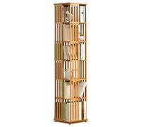 360° Rotating Book Shelf Unit, 5/6 Tiers Bamboo Student Bookcase - Tall Corner Bookcase Floor Standing Bookshelves Storage Organizer Cabinet Rack Book Display Rack for Living Room Bedroom and Office
