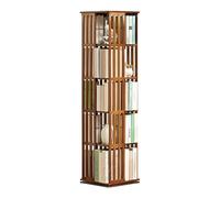 360° Rotating Book Shelf Unit, 5/6 Tiers Bamboo Student Bookcase - Tall Corner Bookcase Floor Standing Bookshelves Storage Organizer Cabinet Rack Book Display Rack for Living Room Bedroom and Office