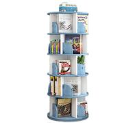 360° Rotating Bookcase 3/4/5-Tier Floor Standing Sto Shelves Multi-Functal Display Unit for Home & Office Slish White Boohelf (46 * 160cm)