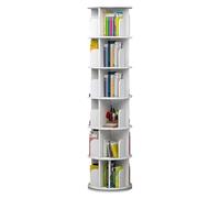 360° Rotating Bookshelf 2/3/4/5/6 Tier White Bookcase for Living Room & Bedroom Space-Saving Round Design Stylish Book Storage (51 x 190 cm)