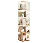 360° Rotating Bookshelf, 3/4/5 Tiers Revolving Bookshelf, Tall Bookcase Transparent acrylic & Bamboo Corner Floor Standing Bookshelves