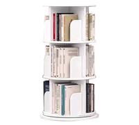 360° Rotating Bookshelf 6 Tier Round Bookcase White Floor Standing Corner Shelf Modern Home Storage for Living Room Adjustable Books Storage Solution