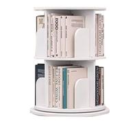 360° Rotating Bookshelf 6 Tier Round Bookcase White Floor Standing Corner Shelf Space Saving Storage for Living Room Modern Design Stylish Home nization
