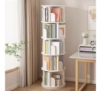 360° Rotating Bookshelf Adjustable Rolling Bookcase 5 Layer White Stand Rack for Books & Magazines Modern Design Space Saving Stylish Home Decor