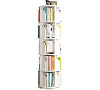 360° Rotating Bookshelf Multifunctional Floorstanding Corner Bookcase White Storage Rack for Living Room & Office Space Saving 50.5 x 159cm