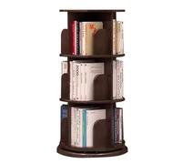 360° Rotating Bookshelf Tower, 2-6 Tier Brown Bookcase for Living Room & Bedroom, Space-Saving Round Display Shelf, Modern Home Furniture (50 x 128 cm)