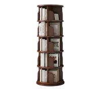 360° Rotating Bookshelf Tower - 3/4/5 Tier Floor Standing Bookcase Storage Rack, Corner Shelves for Small Spaces, Ideal Book Shelf for Bedroom, Living Room & Study (Natural Wood)