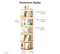 360° Rotating Bookshelf Tower, 4-Tier Acrylic Bookcase, Narrow Floor Standing Storage Rack for Kids' Playroom, Bedroom & Living Room, Space-Saving Design (13.3"x13.3"x48.4")