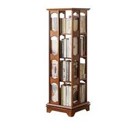360° Rotating Bookshelf Tower - 4-Tier Square Narrow Storage Rack, Wood Corner Organizer for Small Spaces, Stylish White Display Shelf for Bedroom, 18.1"x18.1"x57"