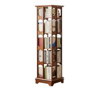 360° Rotating Bookshelf Tower - 4 Tier Square Narrow Wood Corner Storage Rack for Small Spaces - Stylish White Display Organizer for Bedroom, Living Room, Office - 18.1"x18.1"x57.0"