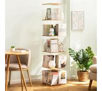 360° Rotating Bookshelf Tower, 5-Tier Acrylic Bookcase, Narrow Floor Standing Storage Rack for Kids' Playroom, Bedroom & Living Room, 13.3"x13.3"x60.2"