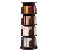 360° Rotating Bookshelf Tower - Brown 2/3/4/5/6-Tier Round Display Bookcase for Living Room & Bedroom (50 x 128 cm) - Space-Saving Storage Solution