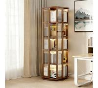 360° Rotating Bookshelf Tower, Corner Bookshelf with Storage, Stackable Shelves for Bedroom, Living Room, Office