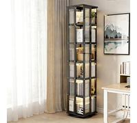 360° Rotating Bookshelf Tower, Stackable Corner Bookshelf with Storage, for Bedroom, Living Room, Office