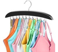 360 Rotating Bra Organizer, Space Saving w/20 Foldable Metal Hooks, Tank Top Hanger Closet Organizers and Storage for Camisoles/Tank Tops/Belts/Scarves Black
